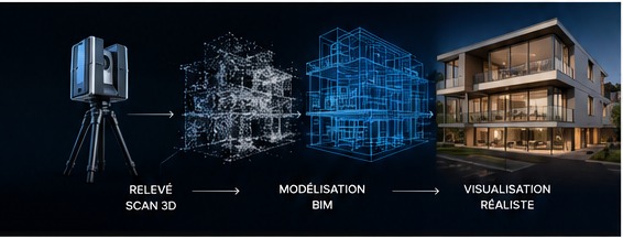 Flux D-X Solutions : relevé scan 3D, modélisation BIM, visualisation réaliste